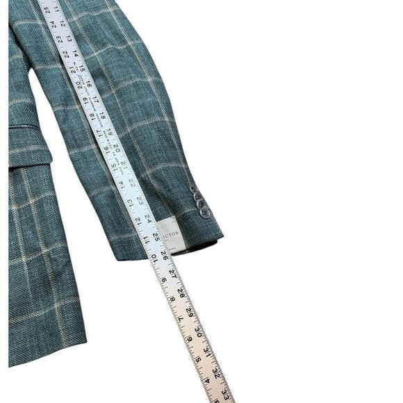 Jack Victor Blazer Mens Size 44L Austin Green Plaid Sport Coat Wool Silk Linen - Picture 12 of 13